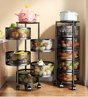 5 Layer (Round) Full Metal Fruit/Vegetable Rack with Wheels